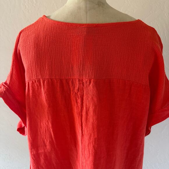 SAIPH LAB | Plus Size NEW Women's 3X Orange 100% Linen Tunic Top Made in Italy - Picture 9 of 12